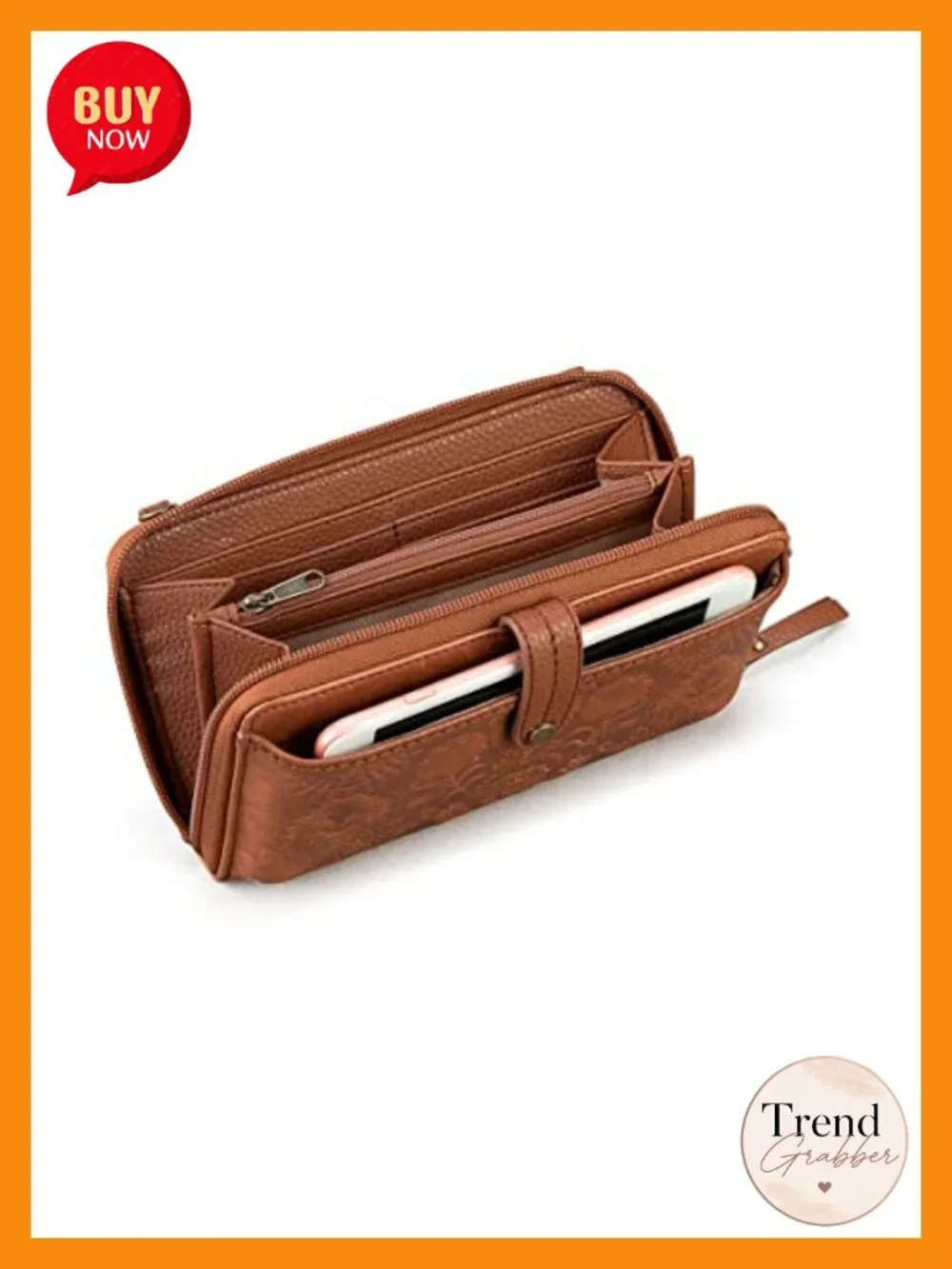 Leather Smartphone Crossbody Purse - Convertible Wristlet Wallet with Card Slots